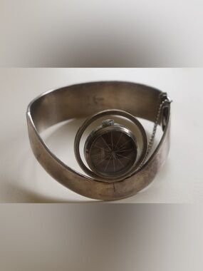 Sterling Silver Women's Cuff Watch Bracelet - Silver Tone